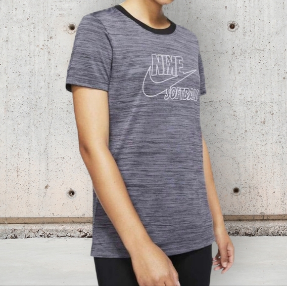 NWOT Nike Women's Black and Gray Softball Tee Size Small - Picture 1 of 5